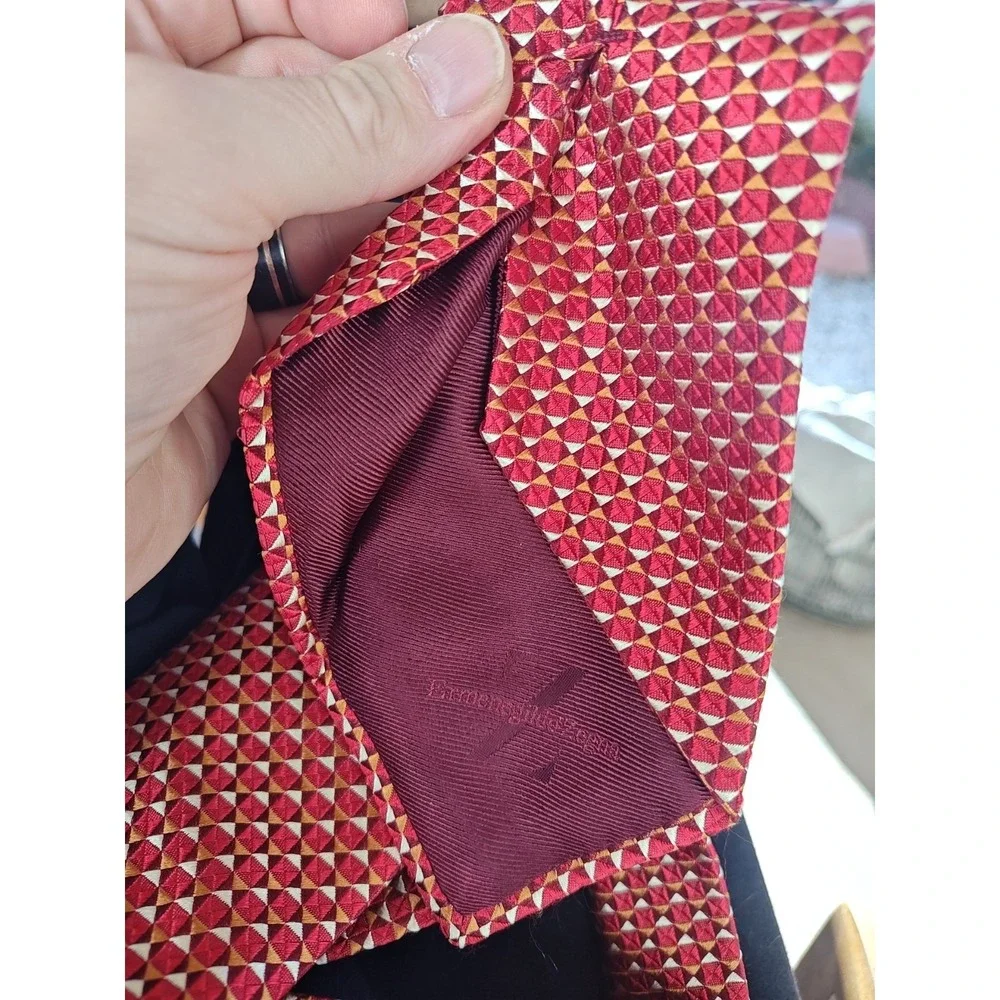Ermenegildo Zegna Red Jacquard men's Silk Tie necktie‎ designer luxury